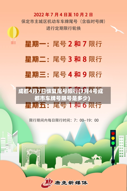 成都4月7日恢复尾号限行(7月4号成都市车牌号限号是多少)