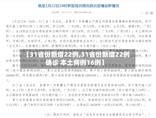【31省份新增22例,31省份新增22例确诊 本土病例16例】