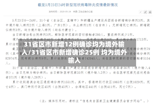 31省区市新增12例确诊均为境外输入/31省区市新增确诊25例 均为境外输入-第2张图片