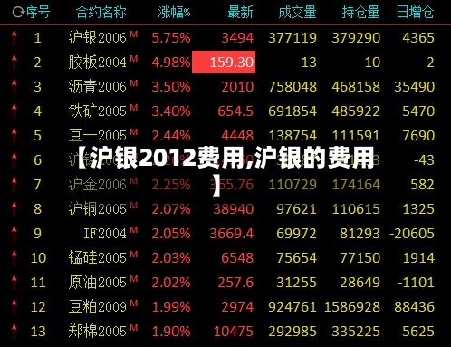 【沪银2012费用,沪银的费用】-第3张图片
